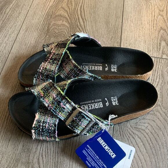 Birkenstock woman’s vegan plaided sandals NWT very beautiful - Picture 2 of 7